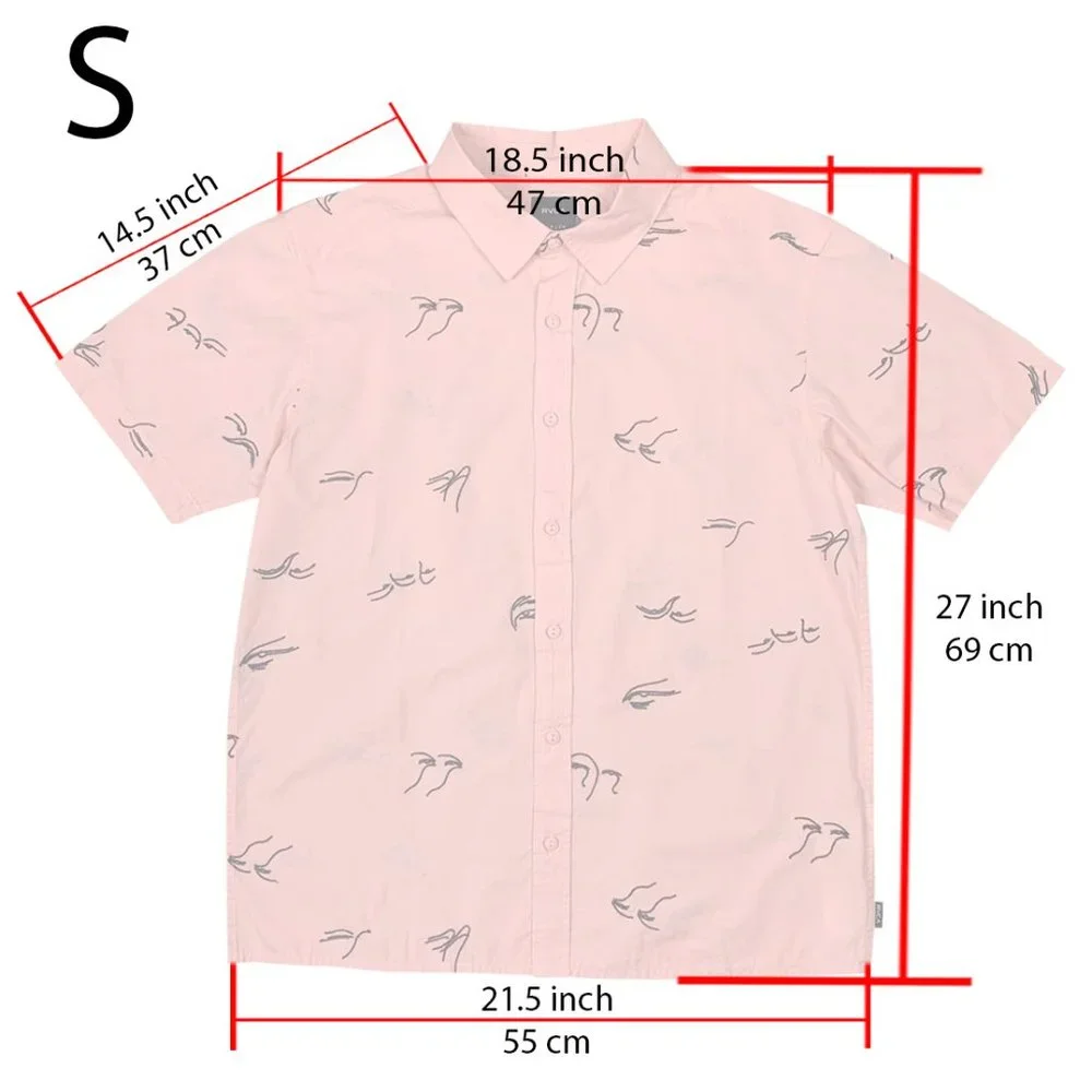 RVCA Men Short Sleeve Button Johanna Gestures Pink New With Tags - Picture 4 of 13